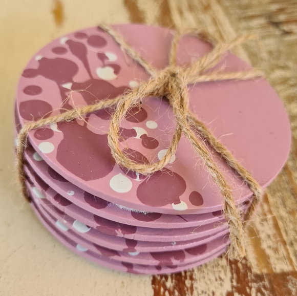 Handpainted Other - Handpainted Purple Coasters Set of 6